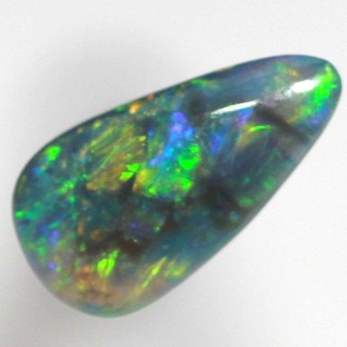 SOLID BLACK OPAL Bright colour partches of orange and green